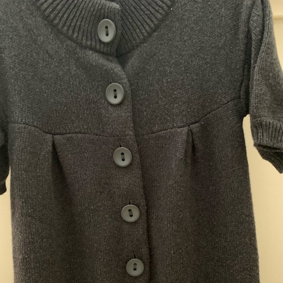 VINCE Sweater Charcoal Soft Wool Chunky Knit Button-Up Cardigan Jacket/dress M - Picture 4 of 8